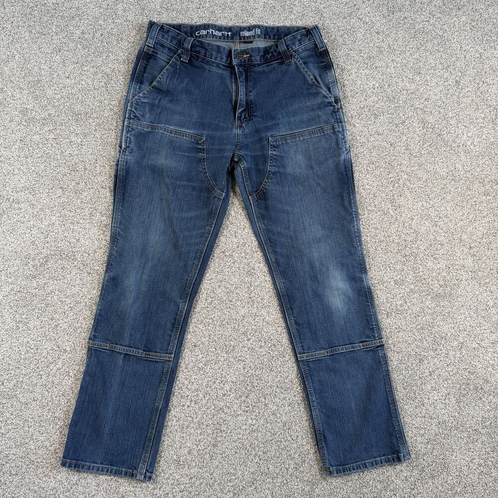 Carhartt Relaxed Fit Double Knee Jeans Carpenter Workwear Denim Size 34x29